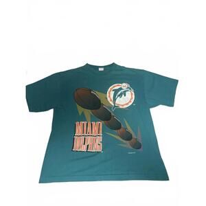 VTG 1994 MIAMI DOLPHINS Mens Green All Over Print Single Stitch Preshrunk Sz XXL